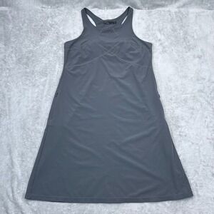 PrAna Barton Racerback Dress Womens Medium Gray Athletic Bra Zip Pockets Stretch
